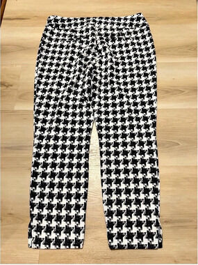 NY&C Houndstooth Straight Leg Pants in Black & White XL